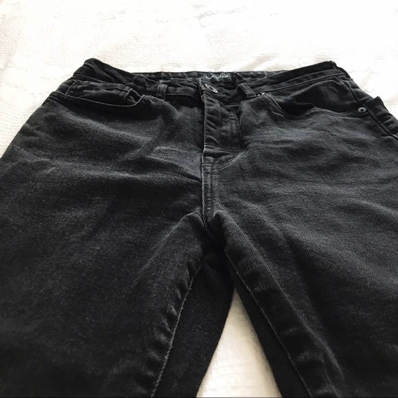 FRANK & OAK HIGH WAISTED WASHED BLACK STEVIE TAPERED JEANS - 27 - Picture 6 of 10